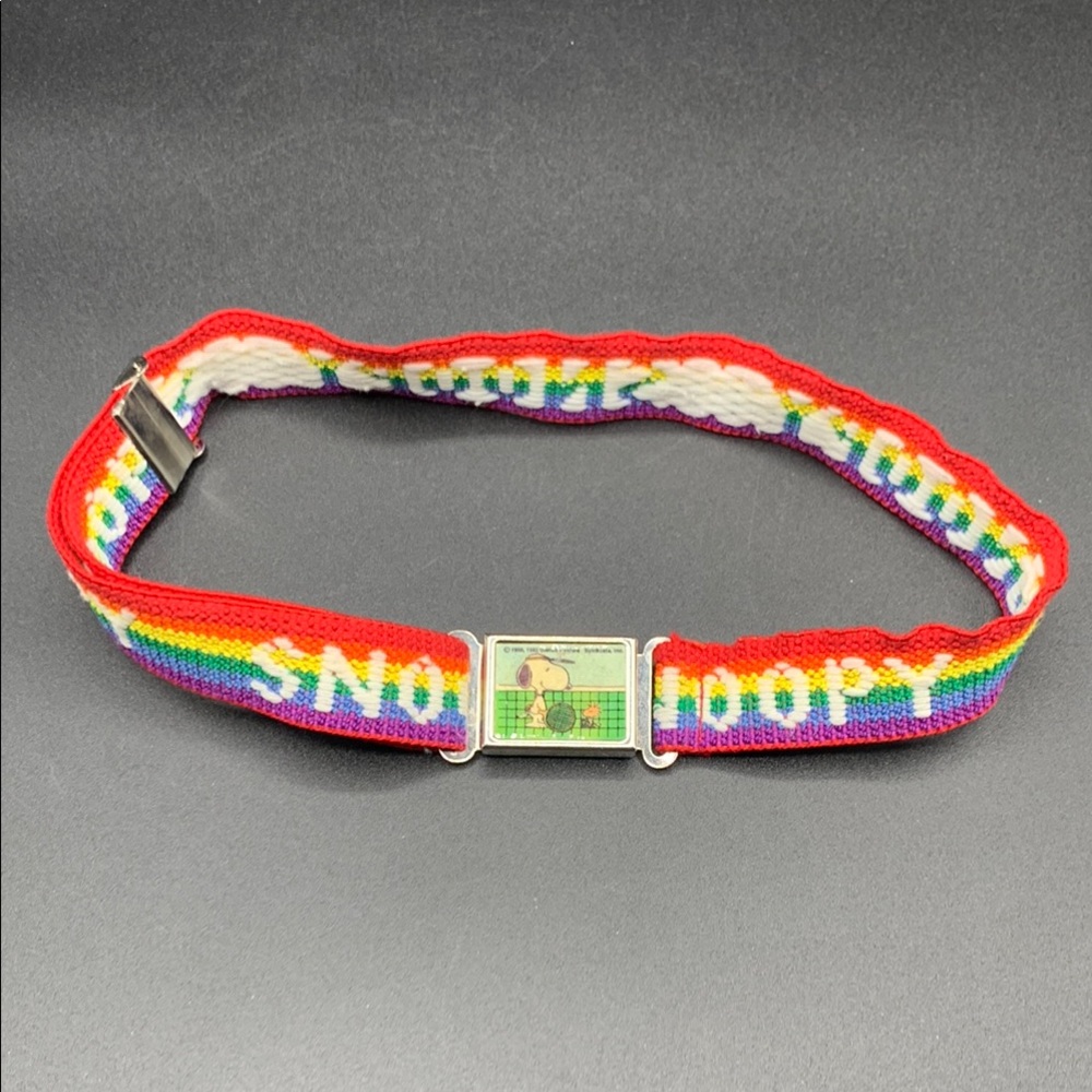 Vintage Snoopy Tennis Ping Pong Adjustable Elastic Stretch Belt Magnetic Closure
